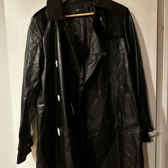 Mango Black Trench Coat with Belt - Picture 6 of 10